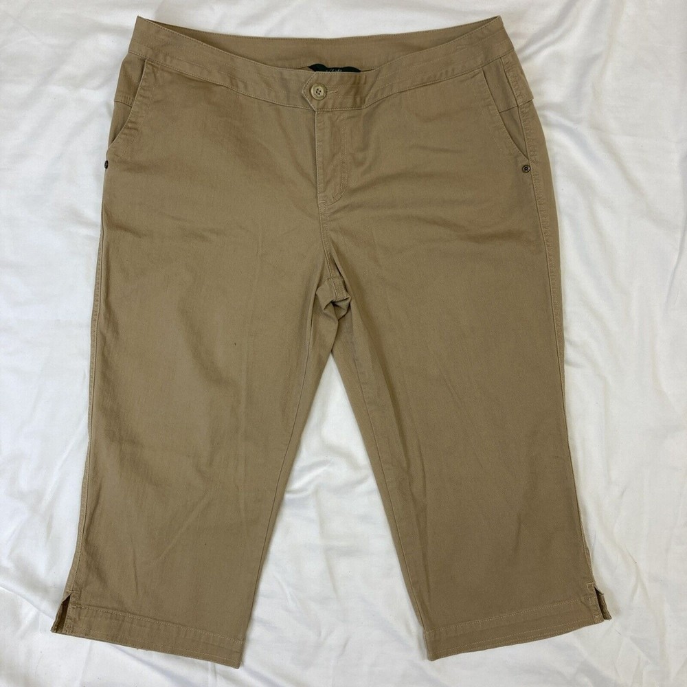 Woolrich Women's Brown Cropped Capri pants Stretch Casual Pedal Pusher Twill 16